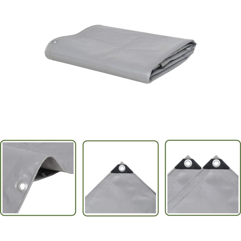 Abcrital - The Living Store Bâche 650 g / m² 3,5 x 5 m Gris - Couverture Imperméable - Bâche De Protection - Bâche Extérieure - Bâche Robuste - Bâche