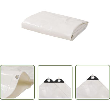 The Living Store Bâche 650 g / m² 4 x 6 m Blanc - Bâche Imperméable - Bâche Protectrice - Bâche Polyester - Bâche Extérieure - Bâche Voiture