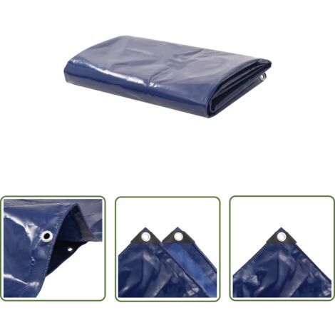 The Living Store Bâche 650 g / m² 4 x 6 m Bleu - Couverture Imperméable - Bâche De Protection - Bâche Extérieure - Bâche Robuste - Bâche Multifonctionnelle