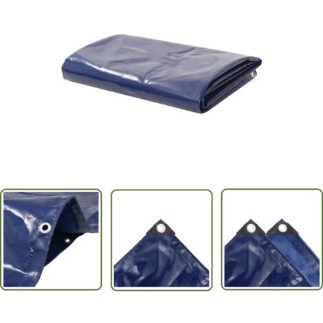 The Living Store Bâche 650 g / m² 5 x 6 m Bleu - Couverture Imperméable - Bâche De Protection - Bâche Extérieure - Bâche Voiture - Bâche Moto