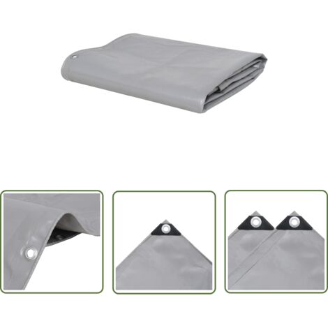 The Living Store Bâche 650 g / m² 5 x 6 m Gris - Couverture Imperméable - Bâche De Protection - Bâche Extérieure - Bâche Robuste - Bâche Multifonctionnelle