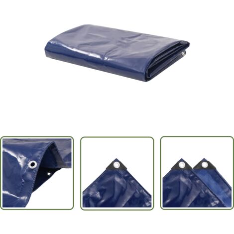 The Living Store Bâche 650 g / m² 6 x 8 m Bleu - Couverture Imperméable - Bâche Extérieure - Bâche De Protection - Bâche Résistante - Bâche Pvc