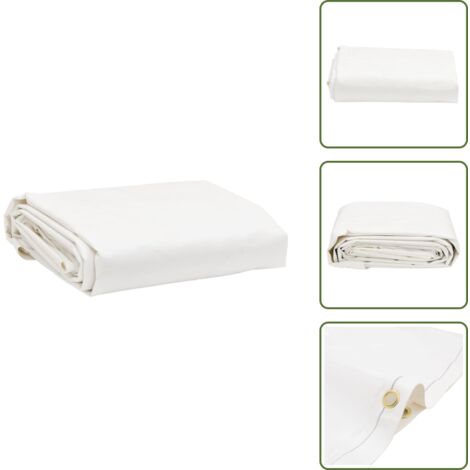 The Living Store Bâche blanc 1,5x2,5 m 650 g/m² - Couverture Imperméable - Bâche Protectrice - Bâche Multifonctionnelle - Bâche Extérieure - Bâche Voiture
