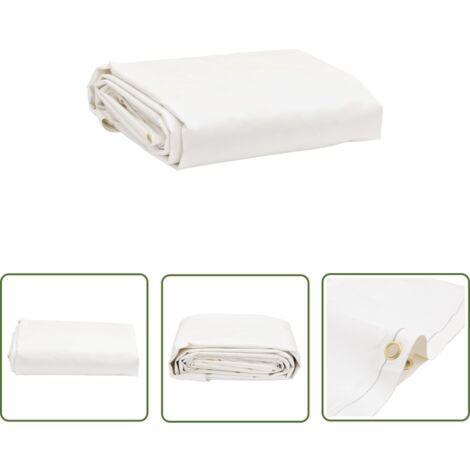 The Living Store Bâche blanc 5x8 m 650 g/m² - Couverture Imperméable - Bâche Protectrice - Bâche Extérieure - Bâche Multifonction - Bâche Voiture
