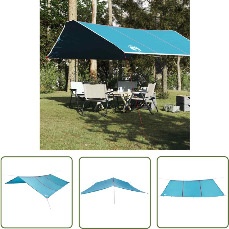 The Living Store - Bâche de camping bleu 420x440 cm imperméable - Tente De Camping - Bâche Imperméable - Abri Extérieur - Protection Contre La Pluie