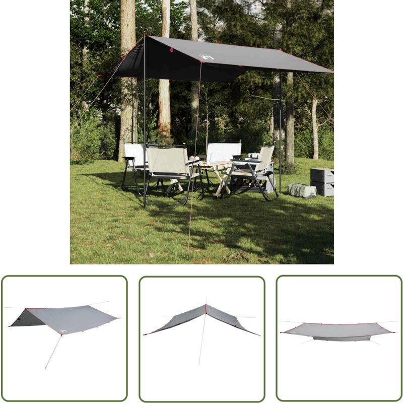 The Living Store - Bâche de camping gris et orange 300x294 cm imperméable - Tente De Camping - Bâche De Camping - Abri De Camping - Protection Contre