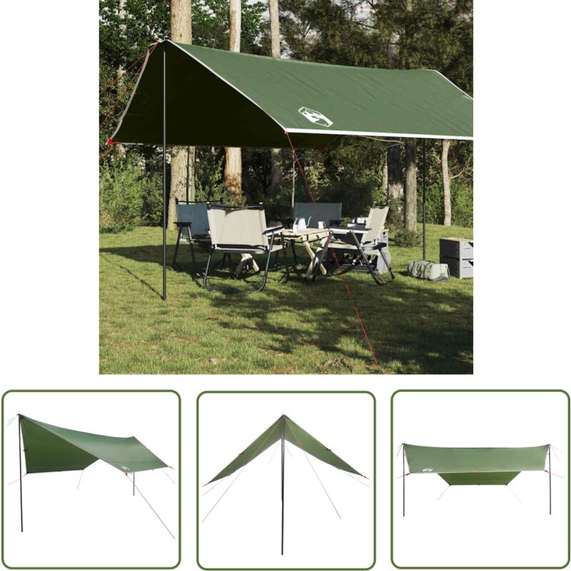 The Living Store Bâche de camping vert 430x380x210 cm imperméable - Tente De Camping - Bâche De Camping - Abri De Jardin - Protection Contre La Pluie