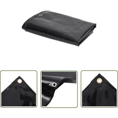 The Living Store Bâche de protection 650 g/m² 2x3 m Noir - Bâche Imperméable - Bâche De Protection - Bâche Extérieure - Bâche Intérieure - Bâche Résistant Aux Uv