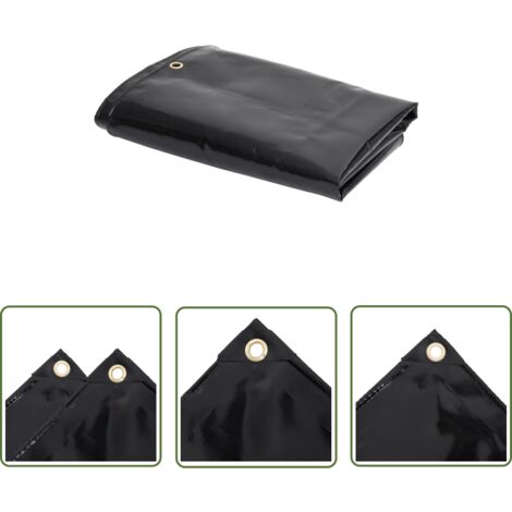 The Living Store Bâche de protection 650 g/m² 3x4 m Noir - Bâche Imperméable - Bâche De Protection - Bâche Extérieure - Bâche Noire - Bâche Solide