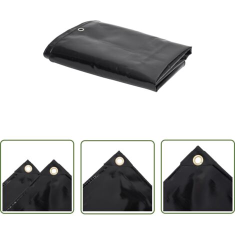 The Living Store Bâche de protection 650 g/m² 3x5 m Noir - Couverture Imperméable - Bâche De Protection - Bâche Extérieure - Bâche Intérieure - Bâche Résistant Aux UV