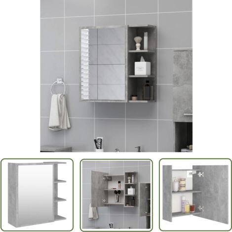 The Living Store Bad-Spiegelschrank Betongrau 62,5x20,5x64 cm Holzwerkstoff - Badezimmermöbel - Spiegelschrank - Holzwerkstoff Möbel - Aufbewahrungsschrank - Kosmetikspiegel