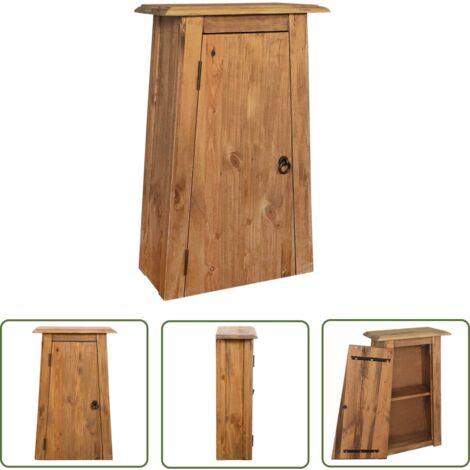 The Living Store Bad-Wandschrank Massivholz Kiefer 42x23x70 cm - Holz Wandregal - Badezimmer Regal - Kiefernholzmöbel - Vintage Badezimmermöbel - Handgefertigter Schrank