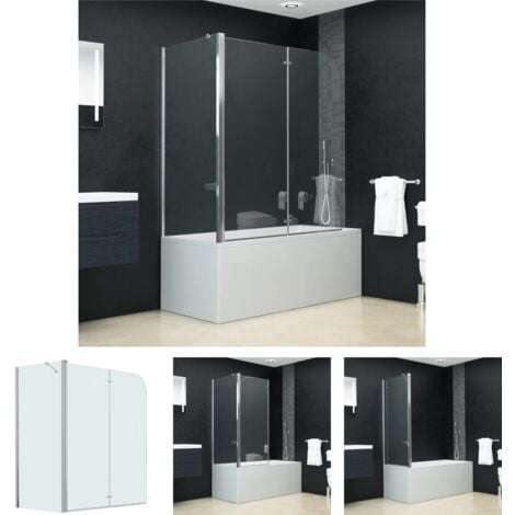 The Living Store Badewannenaufsatz 2-fach Faltbar ESG 120x68x130 cm -  Duschkabinen & -türen