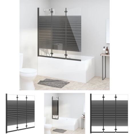 The Living Store Badewannenfaltwand 3-teilig 130x130 cm ESG Schwarz - Duschkabinen & -türen