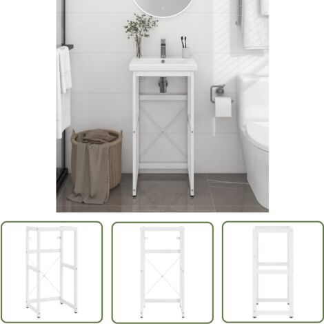 The Living Store Badezimmer Waschtischgestell Weiß 40x38x83 cm Eisen - Badezimmermöbel - Waschtischgestell - Eisenbadschrank - Weißer Waschtisch - Unterwäscheschrank