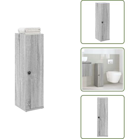 The Living Store Badezimmerschrank mit Rollenhalter Grau Sonoma 20,5x22x72 cm - Toilettenpapierhalter