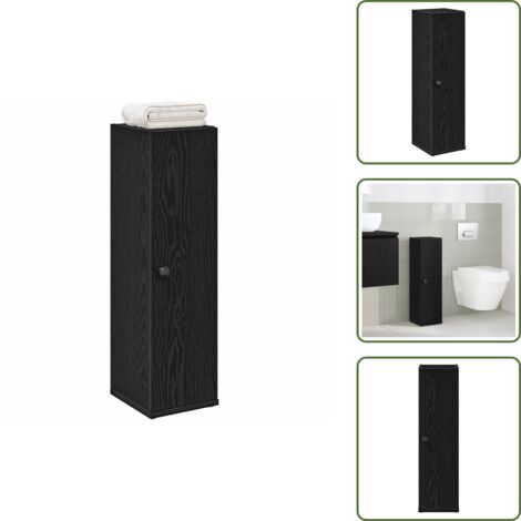 The Living Store Badezimmerschrank mit Rollenhalter Schwarz 20,5x22x72 cm - Toilettenpapierhalter
