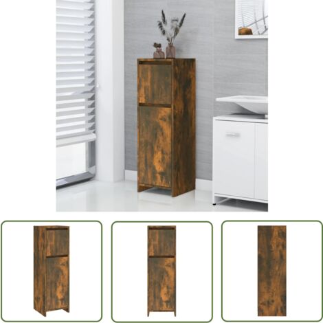 The Living Store Badezimmerschrank Räuchereiche 30x30x95 cm Holzwerkstoff - Badezimmermöbel - Holzschränke - Badschrank - Aufbewahrungsmöbel - Badezimmerorganisation