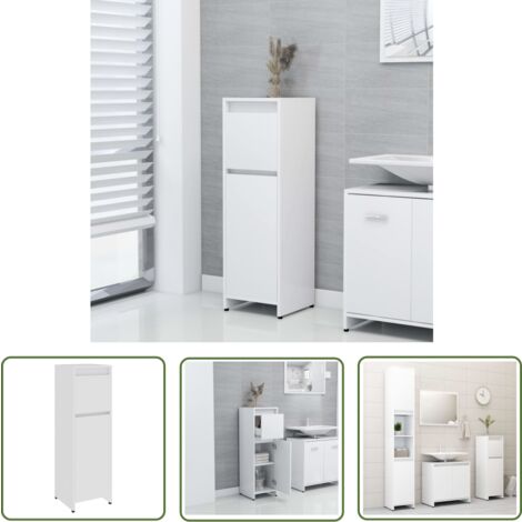 The Living Store Badezimmerschrank Weiß 30x30x95 cm Holzwerkstoff - Badezimmermöbel - Holzschränkchen - Waschtischunterschrank - Stauraum - Weißer Schrank