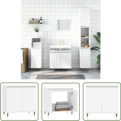 The Living Store Badezimmerschrank Weiß 58x33x60 cm Holzwerkstoff - Badezimmermöbel - Holzschrank - Weißer Schrank - Badezimmerorganisation - Stauraum Im Badezimmer