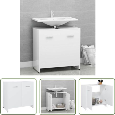 The Living Store Badezimmerschrank Weiß 60x33x61 cm Holzwerkstoff - Badezimmermöbel - Holzschrank - Aufbewahrungsschrank - Waschtischunterschrank - Weißer Schrank