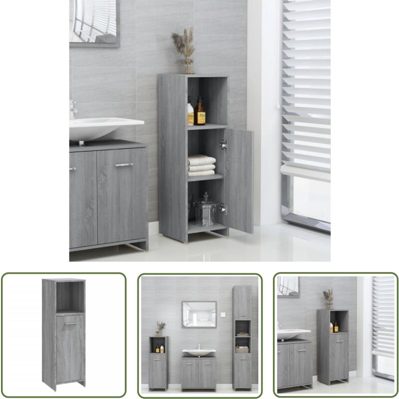 Armoire de bain Sonoma gris 30x30x95 cm Bois d'ingénierie - Meuble Salle De Bain - Armoire Salle De Bain - Rangement Salle De Bain - Meuble Design