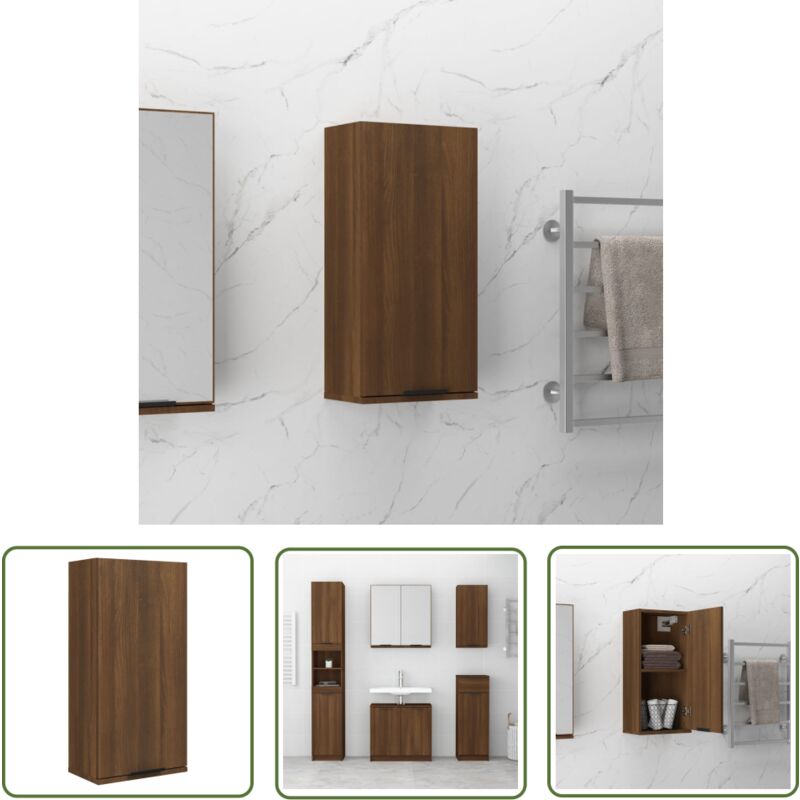 Armoire de salle de bain murale Chêne marron 32x20x67 cm - Armoire De Salle De Bain - Meuble De Salle De Bain - Rangement Salle De Bain - Armoire