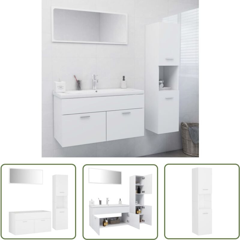 The Living Store - Ensemble de meubles de salle de bain Blanc Bois d'ingénierie - Meuble De Salle De Bain - Ensemble De Meubles Salle De Bain