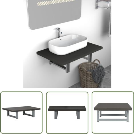 The Living Store Badmöbel Grau 60x40x16,3 cm - Badezimmerwandregal - Badregale - Holzwerkstoffregal - Metallregal - Grau