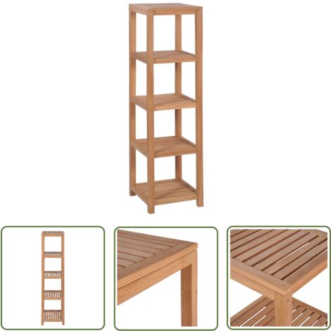 The Living Store Badregal mit 4 Böden Massivholz Teak 42x42x165 cm - Teekholzkasten - Holzregal - Badezimmerregal - Aufbewahrungssystem - Stehregal