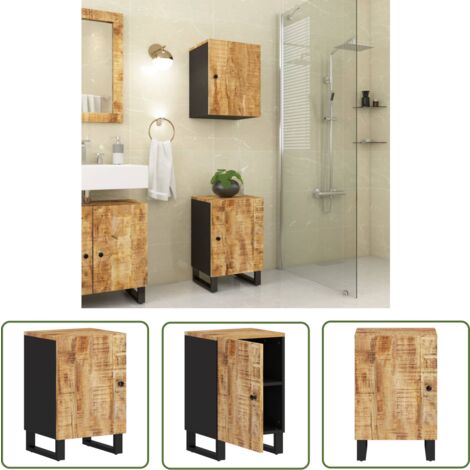 The Living Store Badschrank 38x33x58 cm Massivholz Mango - Badschrank - Badezimmermöbel - Mangoholz - Holzmöbel - Aufbewahrung