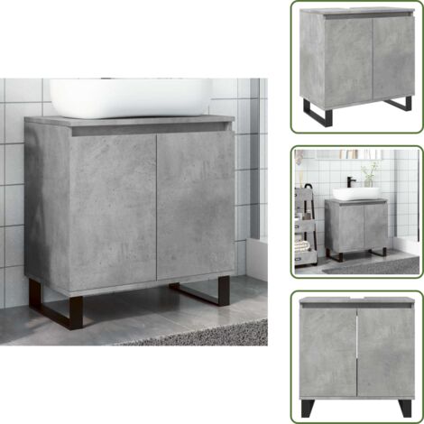The Living Store Badschrank Betongrau 58 x 33 x 60 cm Holzwerkstoff - Holzwerkstoff Schrank