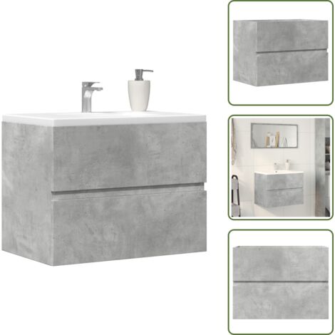 The Living Store Badschrank Betongrau 60x38,5x45 cm Holzwerkstoff - Waschbecken Schrank
