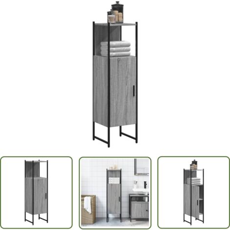 The Living Store Badschrank Grau Sonoma 33x33x120,5 cm Holzwerkstoff - Badezimmermöbel - Badschrank - Unterschrank - Grau Sonoma - Holzwerkstoff