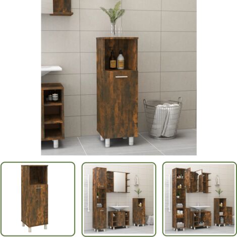 The Living Store Badschrank Räuchereiche 30x30x95 cm Holzwerkstoff - Badschrank - Badezimmermöbel - Holzwerkstoff - Rauchereiche - Aufbewahrung