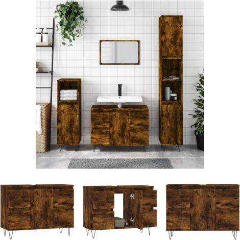 The Living Store -  Badschrank Räuchereiche 80x33x60 cm Holzwerkstoff