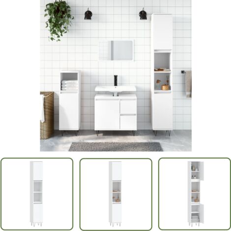 The Living Store Badschrank Weiß 30x30x190 cm Holzwerkstoff - Badeschrank - Badezimmermöbel - Holzwerkstoff - Weißer Schrank - Badorganisation