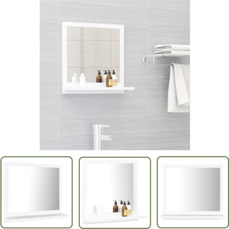 The Living Store Badspiegel Weiß 40x10,5x37 cm Holzwerkstoff - Badspiegel - Wandspiegel - Badezimmerspiegel - Spiegelschrank - Weißer Spiegel