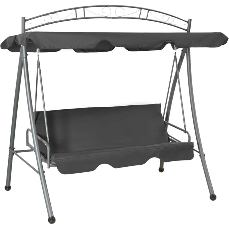 Balancelle convertible à auvent Anthracite 198x120x205 cm Acier - The Living Store - Anthracite