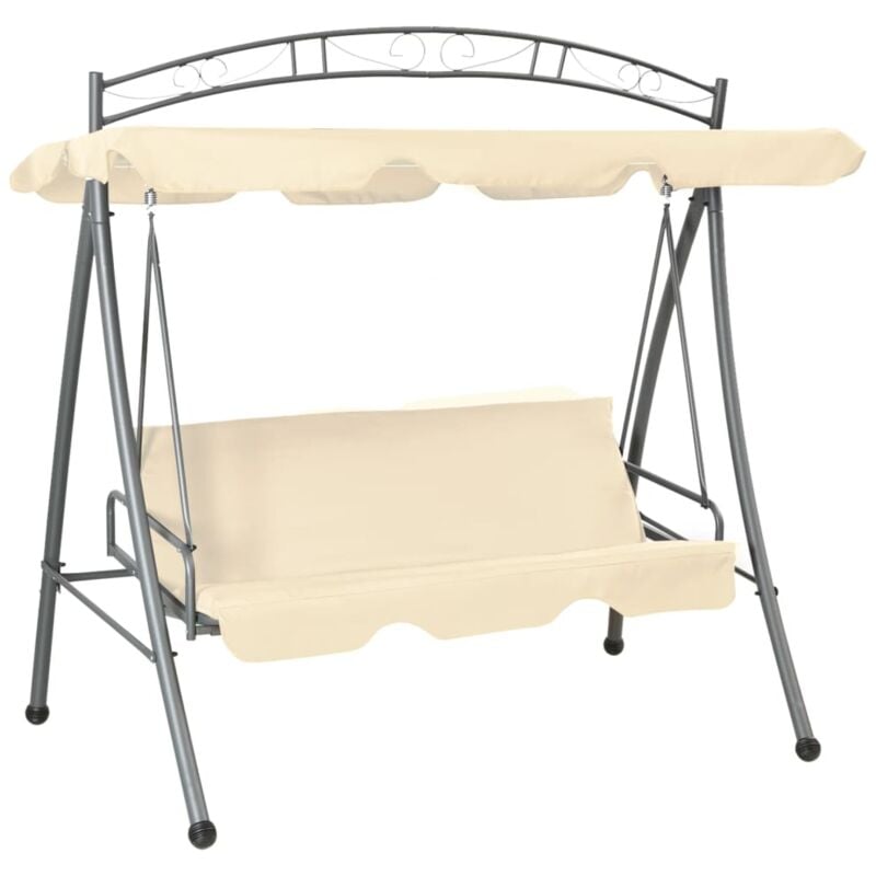 Balancelle convertible d'extérieur avec auvent Blanc sable - The Living Store