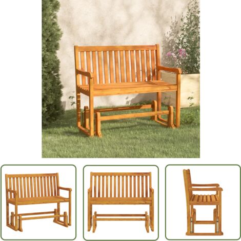 The Living Store Balancelle de jardin 110 cm Bois d'acacia solide - Balancelle De Jardin - Banc De Jardin - Mobilier De Jardin - Chaise Longue - Acacia