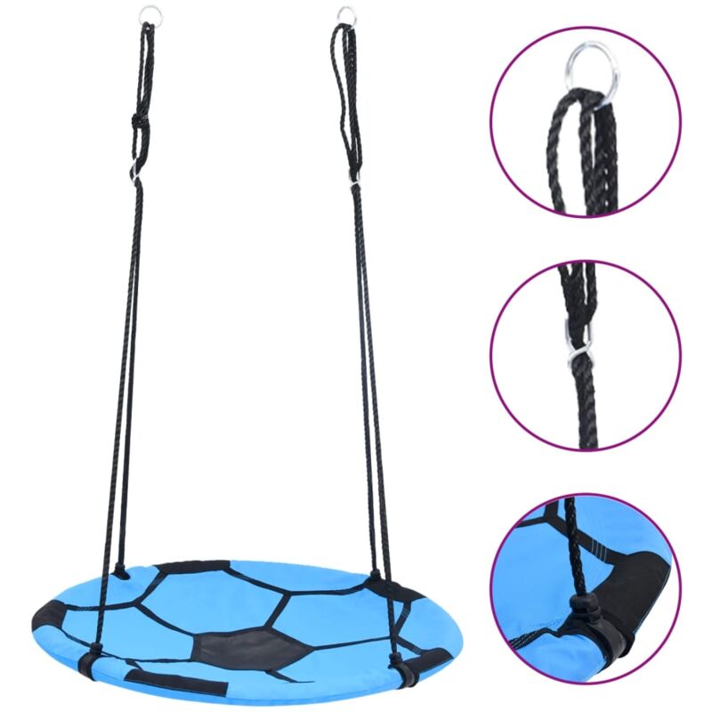 The Living Store - Balançoire nid d'oiseau Motif de ballon de foot 100 cm Bleu