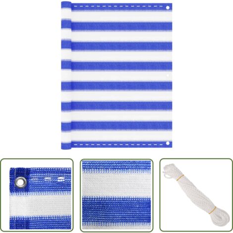 The Living Store Balkon-Sichtschutz Blau und Weiß 90x400 cm HDPE - Balkon Sichtschutz - HDPE Sichtschutz - Windsack - Wasserdichter Sichtschutz - UV Beständiger Sichtschutz