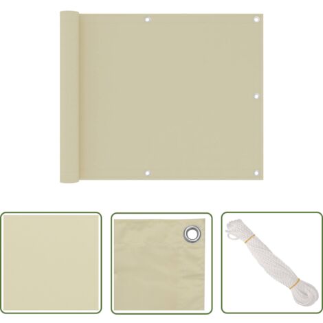 Balkon Sichtschutz 75x1700cm - UV-beständige Blickdichte Abdeckung Ohne Bohren (Beige)