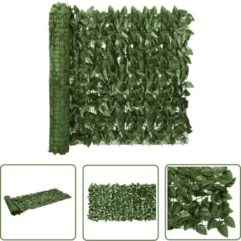 The Living Store Balkon-Sichtschutz mit Dunkelgrünen Blättern 600x75 cm - Balkon Sichtschutz - Gartensichtschutz - Windschutz - UV Schutz - Privacy Screen