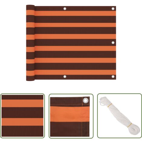 The Living Store Balkon-Sichtschutz Orange und Braun 75x500 cm Oxford-Gewebe - Balkon Sichtschutz - Windschutz - Wasserfest - UV Schutz - Oxford Gewebe