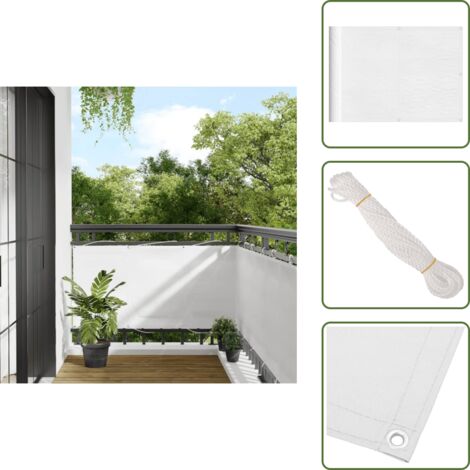The Living Store Balkon-Sichtschutz Weiß 75x1000 cm 100 % Polyester-Oxford - Sichtschutz