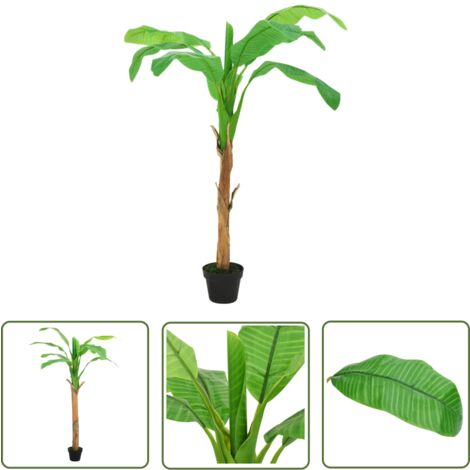 The Living Store Bananier artificiel avec pot 180 cm Vert - Palmier Artificiel - Plante Artificielle - Décoration Intérieure - Faux Palmier - Plante Verte