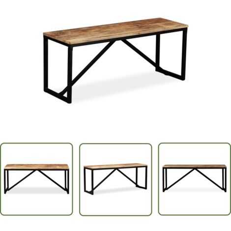 The Living Store Banc 110 x 35 x 45 cm Bois de manguier massif - Banc Industriel - Banc Entrée - Banc Design - Mobilier Vintage - Banc Bois Massif