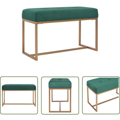 The Living Store Banc 80 cm Vert Velours - Banc Velours - Banc Entrée - Meuble Salle À Manger - Décoration Intérieure - Mobilier Design